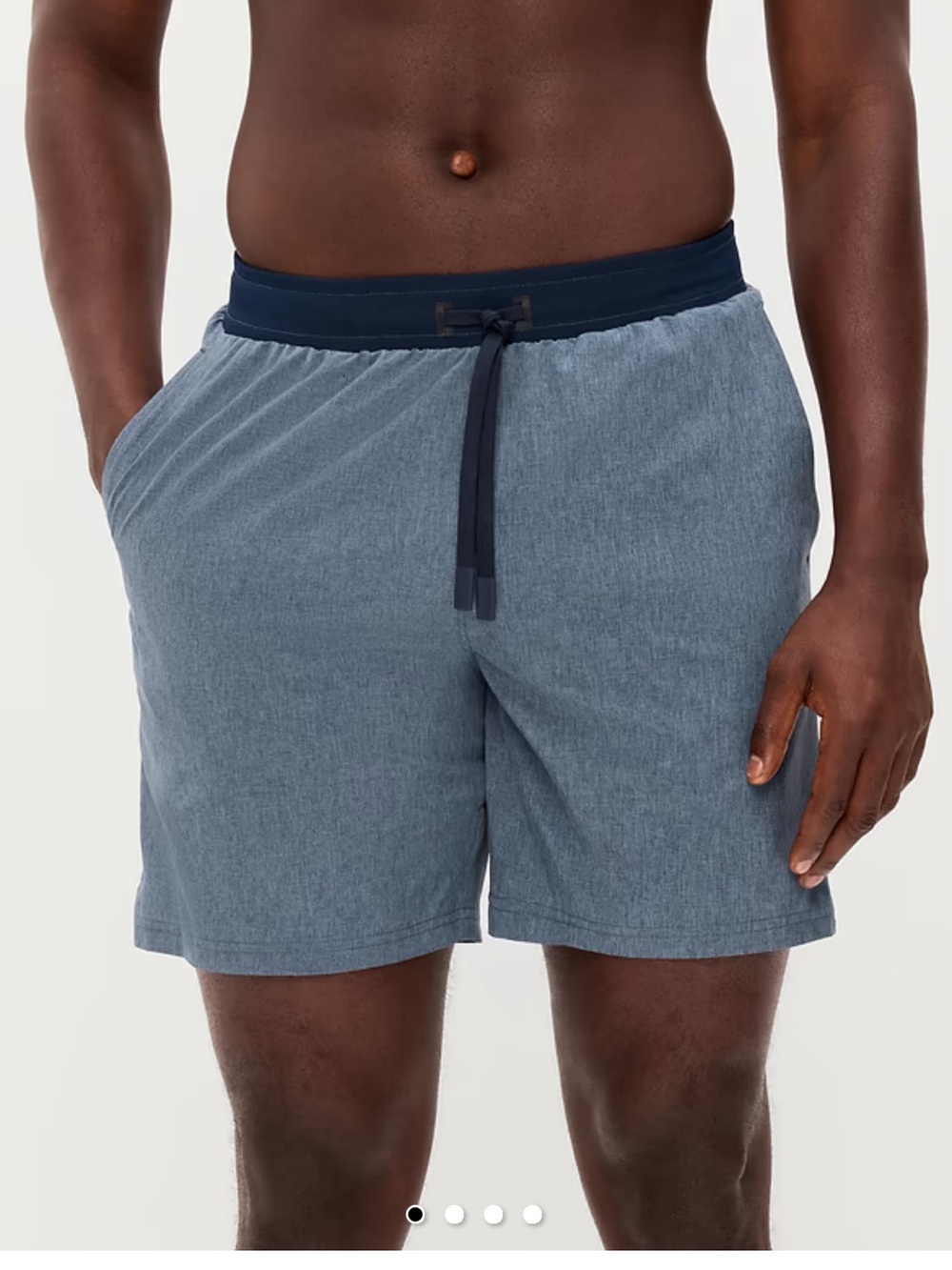 Old Navy Heathered Blue Hybrid Swim Shorts with Navy Waistband - 7 in. Inseam